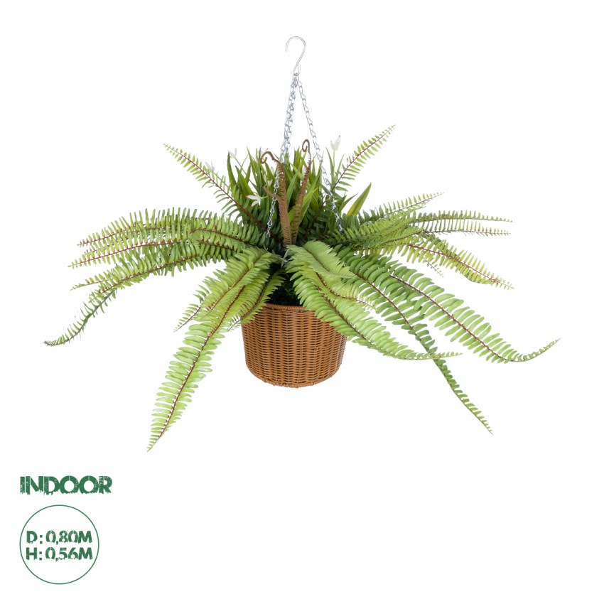 Τεχνητός Κήπος FERN HANGING BOUQUET   Τεχνητό Κρεμαστό Διακοσμητικό Φυτό Φτέρης  Y56cm