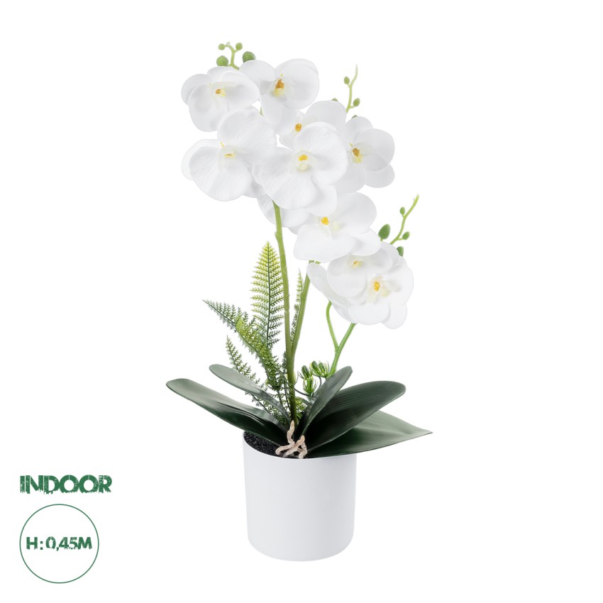 Τεχνητός Κήπος WHITE ORCHID  Διακοσμητικό Φυτό Λευκή Ορχιδέα Υ45cm