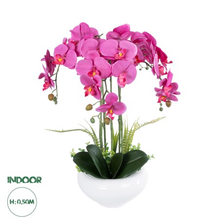 Τεχνητός Κήπος DARK PINK ORCHID  Διακοσμητικό Φυτό Φούξια Ορχιδέα Υ50cm