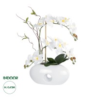 Τεχνητός Κήπος WHITE ORCHID  Διακοσμητικό Φυτό Λευκή Ορχιδέα Υ42cm