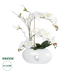 Τεχνητός Κήπος WHITE ORCHID  Διακοσμητικό Φυτό Λευκή Ορχιδέα Υ42cm