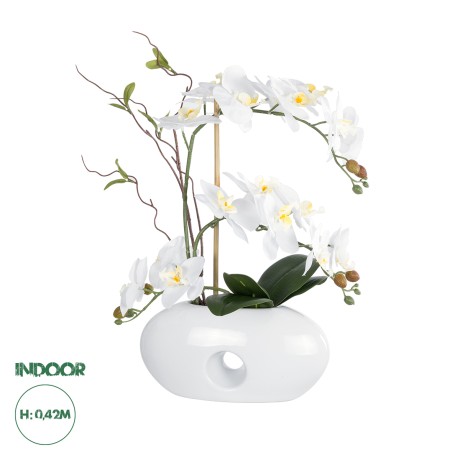 Τεχνητός Κήπος WHITE ORCHID  Διακοσμητικό Φυτό Λευκή Ορχιδέα Υ42cm