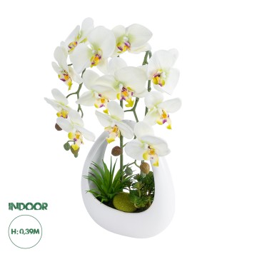 Τεχνητός Κήπος WHITE ORCHID  Διακοσμητικό Φυτό Λευκή Ορχιδέα Υ39cm