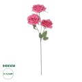 Τεχνητός Κήπος  HOT PINK ROSE BRANCH  Τεχνητό Διακοσμητικό Κλαδί Τριαντάφυλλο Έντονο Ροζ Y66cm