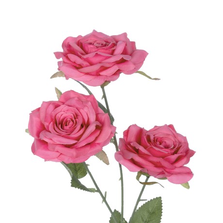 Τεχνητός Κήπος  HOT PINK ROSE BRANCH  Τεχνητό Διακοσμητικό Κλαδί Τριαντάφυλλο Έντονο Ροζ Y66cm