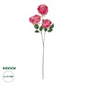 Τεχνητός Κήπος HOT PINK ROSE BRANCH  Τεχνητό Διακοσμητικό Κλαδί έντονο Ροζ Τριαντάφυλλο Y70cm