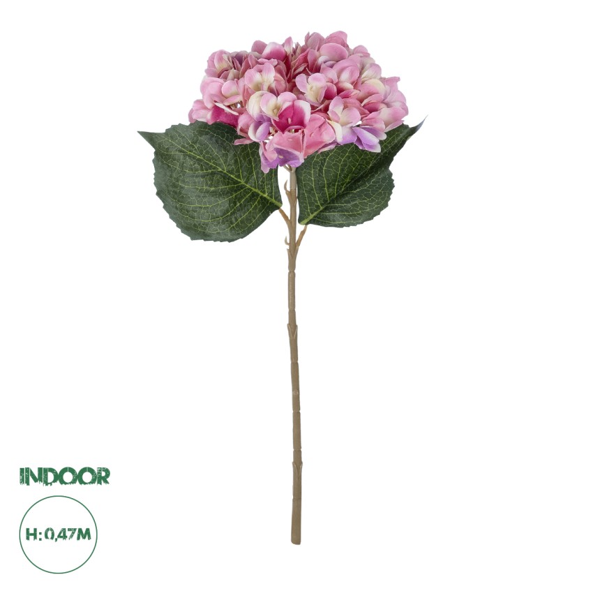Τεχνητός Κήπος PINK HYDRANGEA BRANCH  Τεχνητό Διακοσμητικό Κλαδί έντονο Ροζ Ορτανσία Y47cm