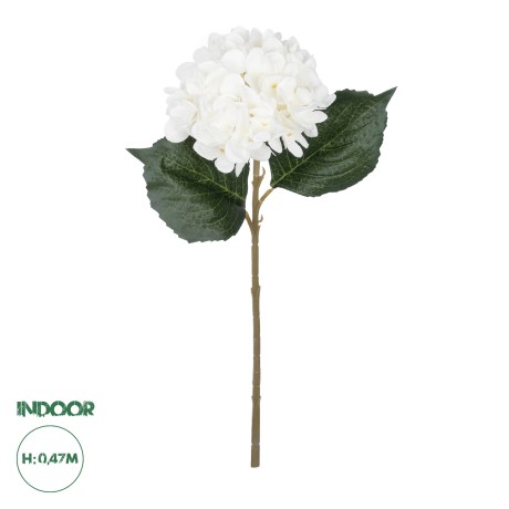 Τεχνητός Κήπος WHITE HYDRANGEA BRANCH  Τεχνητό Διακοσμητικό Κλαδί Ορτανσίας Λευκό  Y47cm