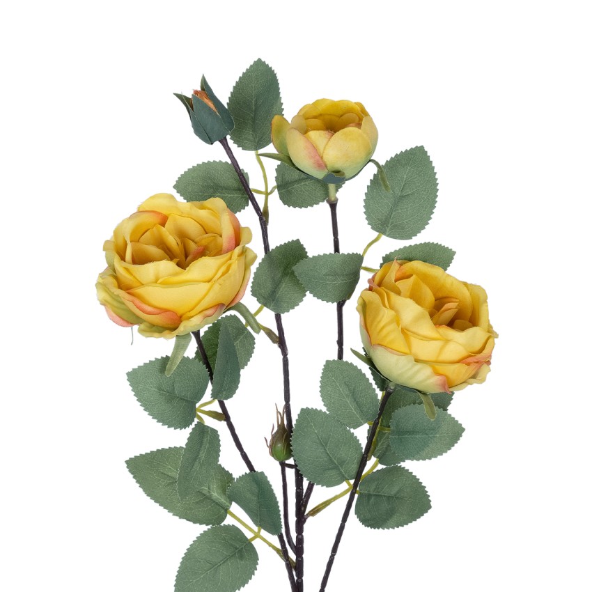 Τεχνητός Κήπος YELLOW CLIMBING ROSE BRANCH  Τεχνητό Διακοσμητικό Κλαδί Τριαντάφυλλο Κίτρινο Y70cm