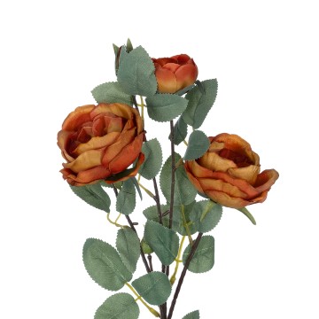 Τεχνητός Κήπος CORAL RED CLIMBING ROSE BRANCH  Τεχνητό Διακοσμητικό Κλαδί Τριαντάφυλλο Κοραλί Y70cm