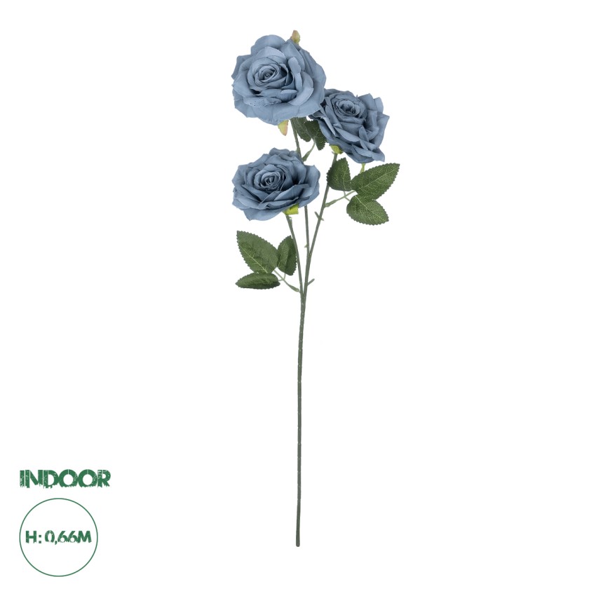 Τεχνητός Κήπος GREY BLUE CLIMBING ROSE BRANCH  Τεχνητό Διακοσμητικό Κλαδί Τριαντάφυλλο Γκρί Μπλέ Y66cm