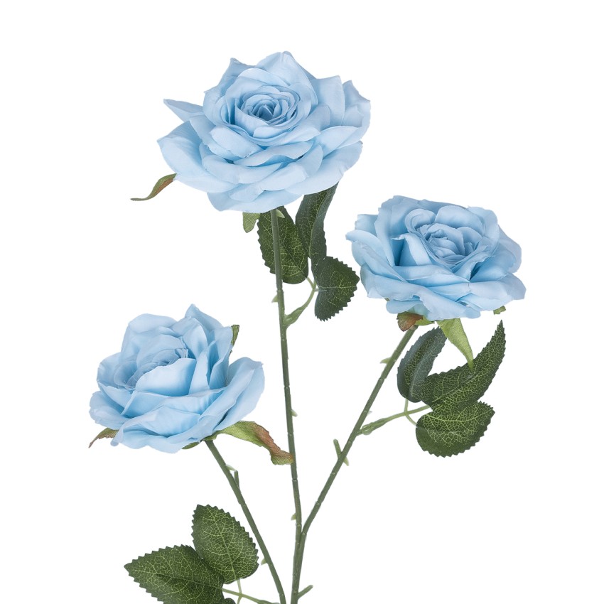 Τεχνητός Κήπος SKY BLUE CLIMBING ROSE BRANCH  Τεχνητό Διακοσμητικό Κλαδί Τριαντάφυλλο Ξεθωριασμένο Γαλάζιο Y66cm