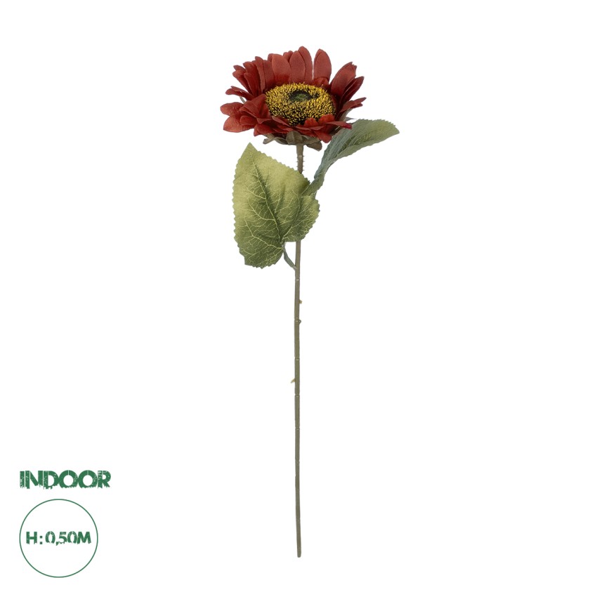 Τεχνητός Κήπος RED SUNFLOWER  BRANCH  Τεχνητό Διακοσμητικό Κλαδί Ηλιοτρόπιο Κόκκινο Y50cm