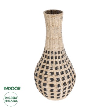 Τεχνητός Κήπος MARSELLE  Διακοσμητικό Πλεκτό Καλάθι - Κασπώ Γλάστρα -  Μπεζ με Μαύρο Φ32cm x Υ65cm