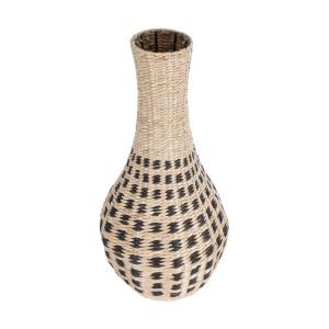 Τεχνητός Κήπος MARSELLE  Διακοσμητικό Πλεκτό Καλάθι - Κασπώ Γλάστρα -  Μπεζ με Μαύρο Φ32cm x Υ65cm