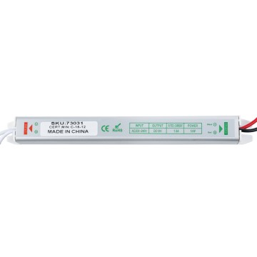 GLOBOSTAR® LUMISLIM  Τροφοδοτικό/Μετασχηματιστής PELV 18W 1.5A DC 12V IP20 - AC 220-240V σε DC 12V - Μ17.5 x Π1.8 x Υ1.8cm