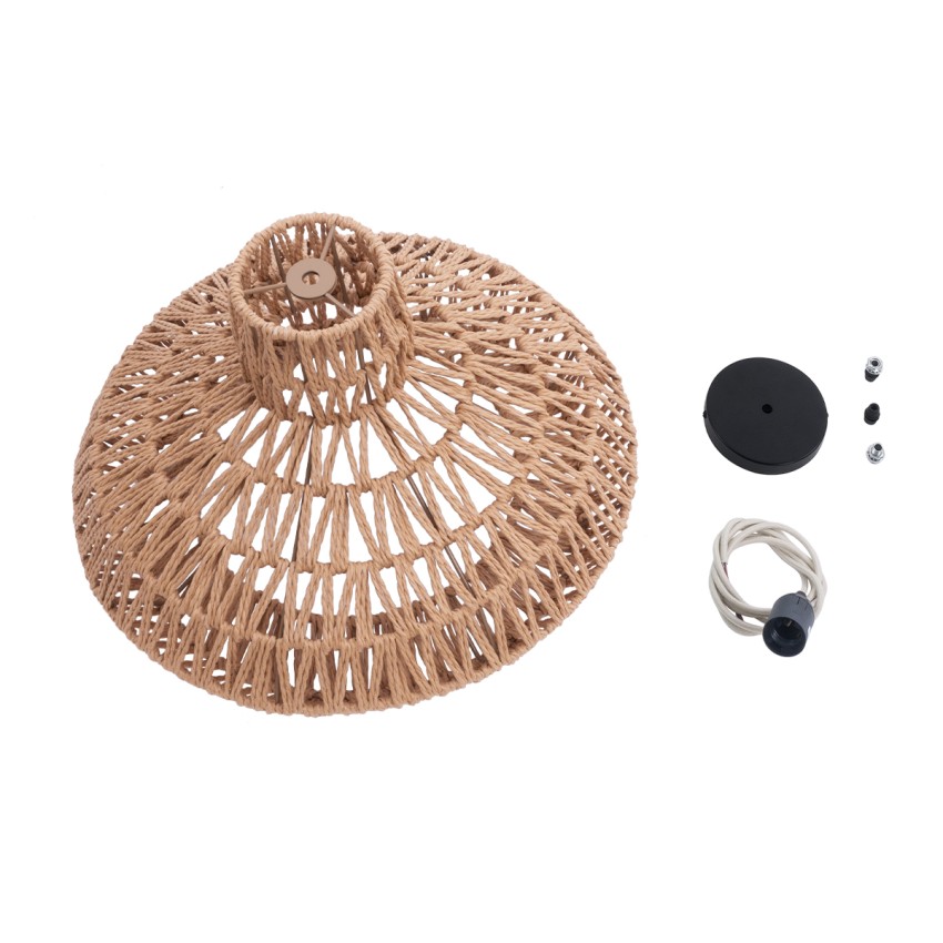 GLOBOSTAR® JENSON  Boho Κρεμαστό Φωτιστικό Οροφής με Ντουί 1 x E27 AC 220-240V IP20 - Μπεζ - Μ38 x Π38 x Υ24cm