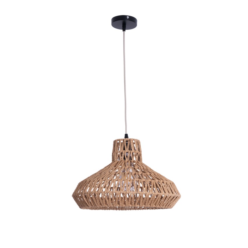 GLOBOSTAR® JENSON  Boho Κρεμαστό Φωτιστικό Οροφής με Ντουί 1 x E27 AC 220-240V IP20 - Μπεζ - Μ38 x Π38 x Υ24cm