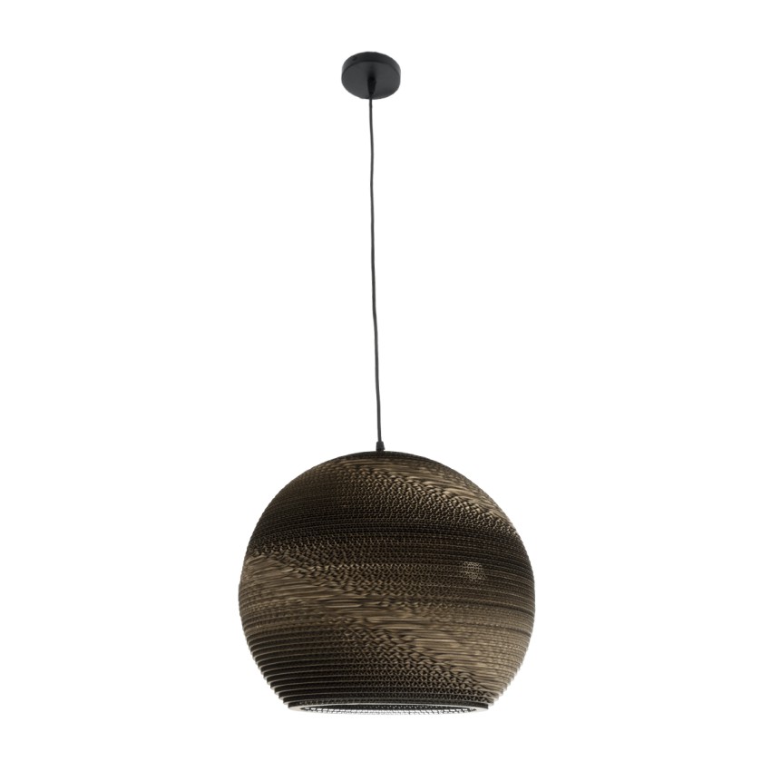 SANTORINI  Boho Κρεμαστό Φωτιστικό Μπάλα Μονόφωτο 1 x E27 IP20 3D Καφέ Χαρτί - Μ40 x Π40 x Y34cm