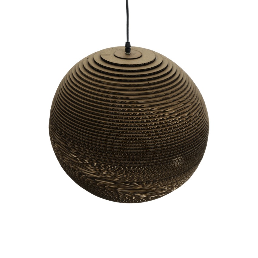 SANTORINI  Boho Κρεμαστό Φωτιστικό Μπάλα Μονόφωτο 1 x E27 IP20 3D Καφέ Χαρτί - Μ40 x Π40 x Y34cm