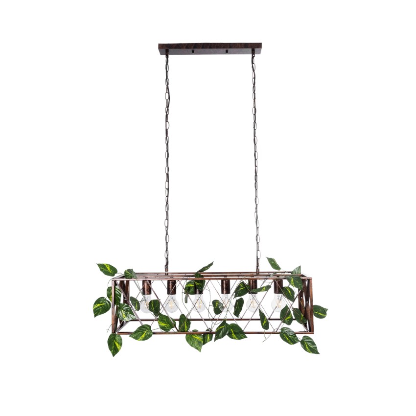 CLARITY  Vintage Κρεμαστό Φωτιστικό Πλέγμα Πολύφωτο 6 x E27 IP20 Χάλκινο Μέταλλο με Πράσινο Πλαστικό - Μ78 x Π25 x Υ22cm