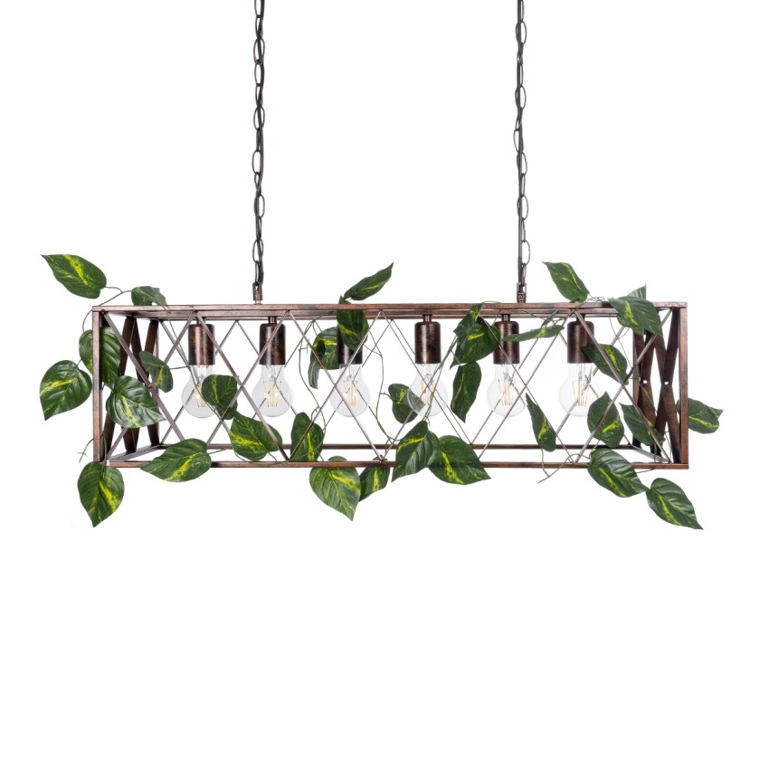 CLARITY  Vintage Κρεμαστό Φωτιστικό Πλέγμα Πολύφωτο 6 x E27 IP20 Χάλκινο Μέταλλο με Πράσινο Πλαστικό - Μ78 x Π25 x Υ22cm