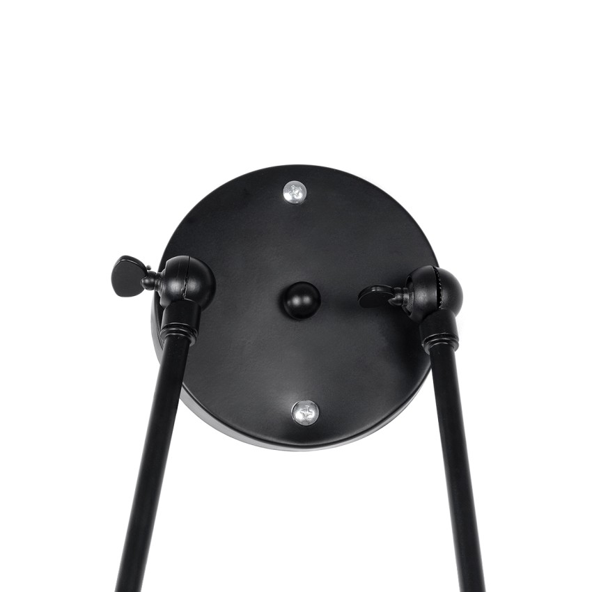 CROWN  Vintage Επιτοίχιο Φωτιστικό Απλίκα Δίφωτο 2 x E27 IP20 Μαύρο Μέταλλο με Μπεζ Σχοινί - Μ41 x Π24 x Υ40cm