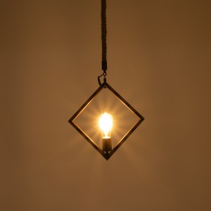 ALCO  Vintage Κρεμαστό Φωτιστικό Ανάρτηση Μονόφωτο 1 x E27 IP20 Χάλκινο Μέταλλο με Μπεζ Σχοινί - Μ35 x Π3 x Υ35cm