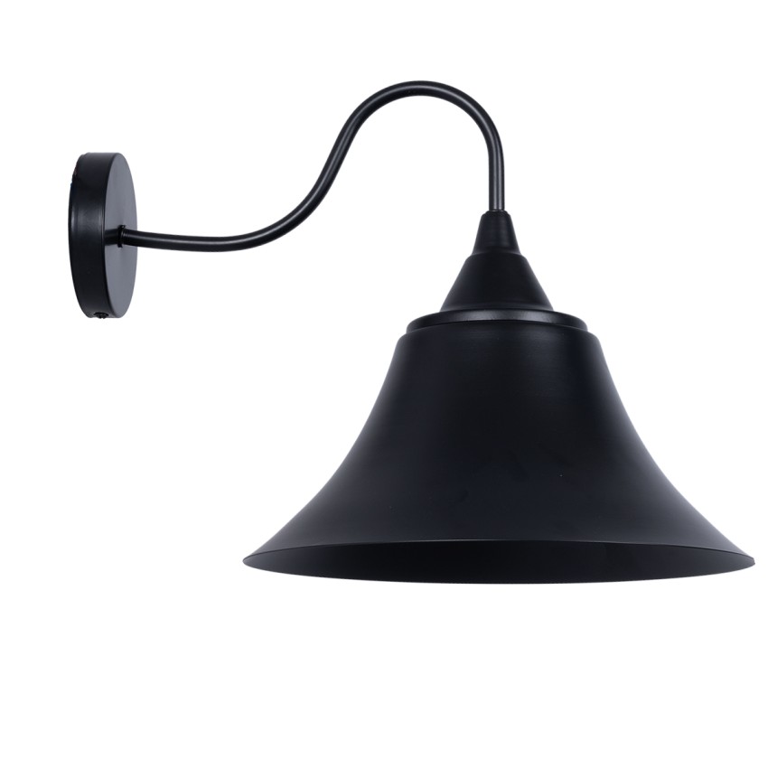 GLOBOSTAR® BELL  Vintage Φωτιστικό Τοίχου - Απλίκα με Ντουί 1 x E27 AC 220-240V IP20 - Μαύρο - Μ35 x Π28.5 x Υ30cm