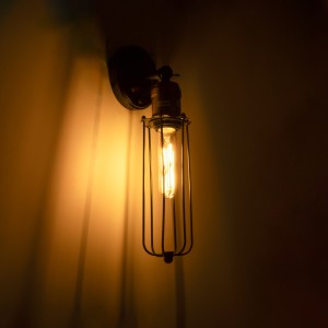 CATEL  Vintage Επιτοίχιο Φωτιστικό Απλίκα Μονόφωτο 1 x E27 IP20 Μαύρο & Χρυσό Μέταλλο - Μ11 x Π10.5 x Υ36cm