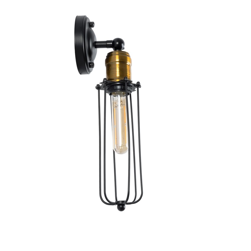 CATEL  Vintage Επιτοίχιο Φωτιστικό Απλίκα Μονόφωτο 1 x E27 IP20 Μαύρο & Χρυσό Μέταλλο - Μ11 x Π10.5 x Υ36cm
