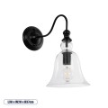 LILLY  Vintage Επιτοίχιο Φωτιστικό Απλίκα Μονόφωτο 1 x E27 IP20 Μαύρο Μέταλλο με Διάφανο Γυαλί - Μ38 x Π20 x Υ37cm