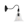 LILLY  Vintage Επιτοίχιο Φωτιστικό Απλίκα Μονόφωτο 1 x E27 IP20 Μαύρο Μέταλλο με Διάφανο Γυαλί - Μ38 x Π20 x Υ37cm