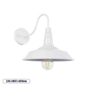 GLOBOSTAR® RAY  Vintage Φωτιστικό Τοίχου - Απλίκα με Ντουί 1 x E27 AC 220-240V IP20 - Λευκό - Μ26 x Π37 x Υ32cm