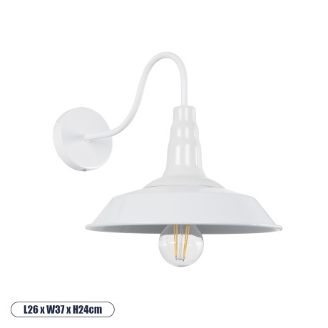GLOBOSTAR® RAY  Vintage Φωτιστικό Τοίχου - Απλίκα με Ντουί 1 x E27 AC 220-240V IP20 - Λευκό - Μ26 x Π37 x Υ32cm