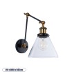 OLIVIA  Vintage Επιτοίχιο Φωτιστικό Απλίκα Μονόφωτο 1 x E27 IP20 Μαύρο & Χρυσό Μέταλλο με Διάφανο Γυαλί - Μ18 x Π40 x Υ43cm