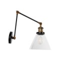 OLIVIA  Vintage Επιτοίχιο Φωτιστικό Απλίκα Μονόφωτο 1 x E27 IP20 Μαύρο & Χρυσό Μέταλλο με Διάφανο Γυαλί - Μ18 x Π40 x Υ43cm