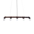 GLOBOSTAR® CANAL  Vintage Κρεμαστό Φωτιστικό Οροφής με Ντουί 5 x E27 AC 220-240V IP20 - Χάλκινο Εφέ Σκουριάς - Μ88 x Π5 x Υ7cm
