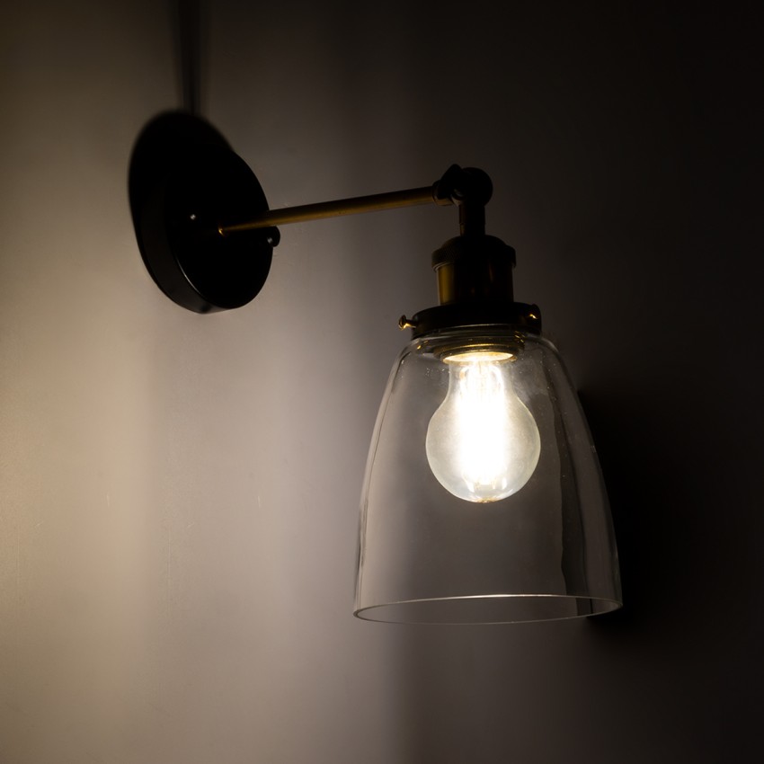 GLOBOSTAR® LYDIA  Vintage Φωτιστικό Τοίχου - Απλίκα με Ντουί 1 x E27 AC 220-240V IP20 - Μαύρο & Χρυσό - Μ14 x Π26 x Υ30cm