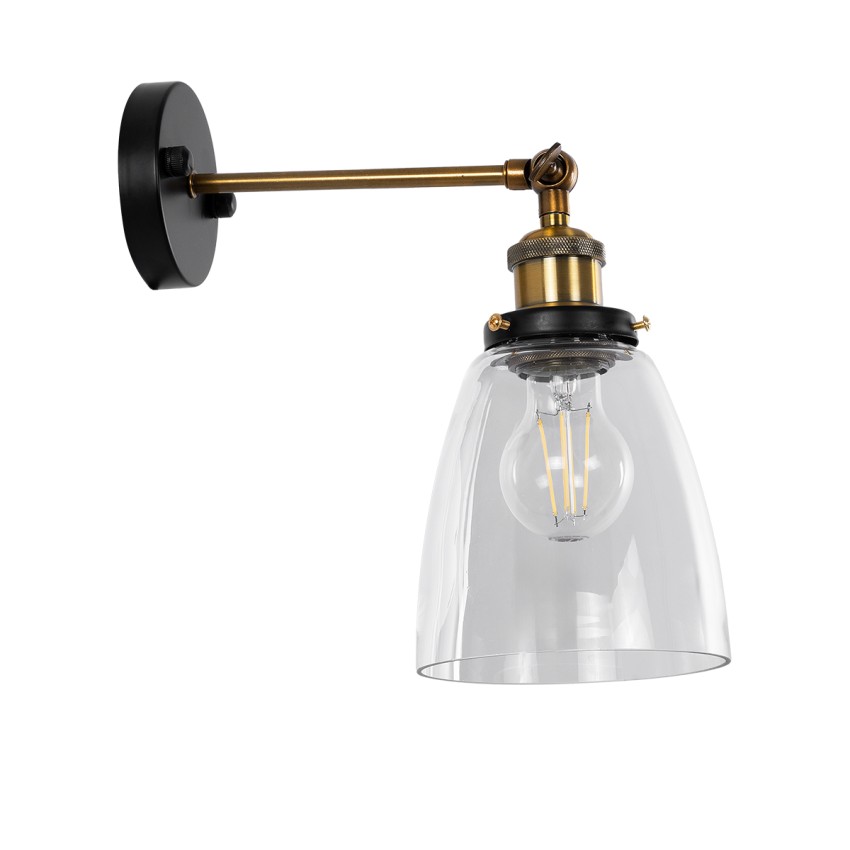 GLOBOSTAR® LYDIA  Vintage Φωτιστικό Τοίχου - Απλίκα με Ντουί 1 x E27 AC 220-240V IP20 - Μαύρο & Χρυσό - Μ14 x Π26 x Υ30cm