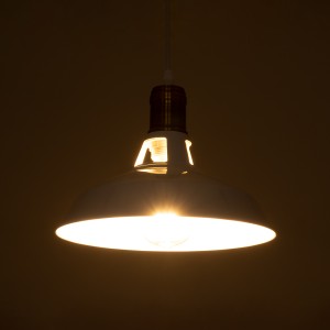 ANER  Vintage Κρεμαστό Φωτιστικό Καμπάνα Μονόφωτο 1 x E27 IP20 Λευκό & Χρυσό Μέταλλο - Μ27.5 x Π27.5 x Υ19cm