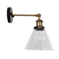 GLOBOSTAR® BINGLEY  Vintage Φωτιστικό Τοίχου - Απλίκα με Ντουί 1 x E27 AC 220-240V IP20 - Διάφανο & Χρυσό - Μ18 x Π28 x Υ25cm