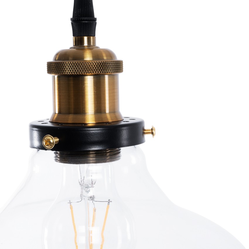 GLOBOSTAR® BINGLEY  Vintage Κρεμαστό Φωτιστικό Οροφής με Ντουί 1 x E27 AC 220-240V IP20 - Διάφανο & Χρυσό - Μ24.5 x Π24.5 x Υ15cm