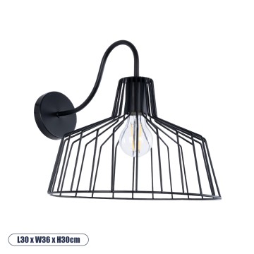 TRIUMPH  Vintage Επιτοίχιο Φωτιστικό Απλίκα Μονόφωτο 1 x E27 IP20 Μαύρο Μέταλλο - Μ30 x Π36 x Υ30cm