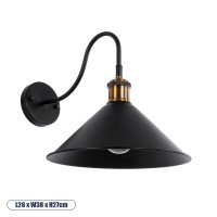 ANBET  Vintage Επιτοίχιο Φωτιστικό Απλίκα Μονόφωτο 1 x E27 IP20 Μαύρο & Χρυσό Μέταλλο - Μ26 x Π38 x Υ27cm
