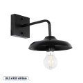 PHIA  Vintage Επιτοίχιο Φωτιστικό Απλίκα Μονόφωτο 1 x E27 IP20 Μαύρο Μέταλλο - Μ18.5 x Π29 x Υ18cm