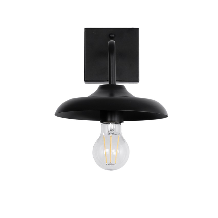 PHIA  Vintage Επιτοίχιο Φωτιστικό Απλίκα Μονόφωτο 1 x E27 IP20 Μαύρο Μέταλλο - Μ18.5 x Π29 x Υ18cm