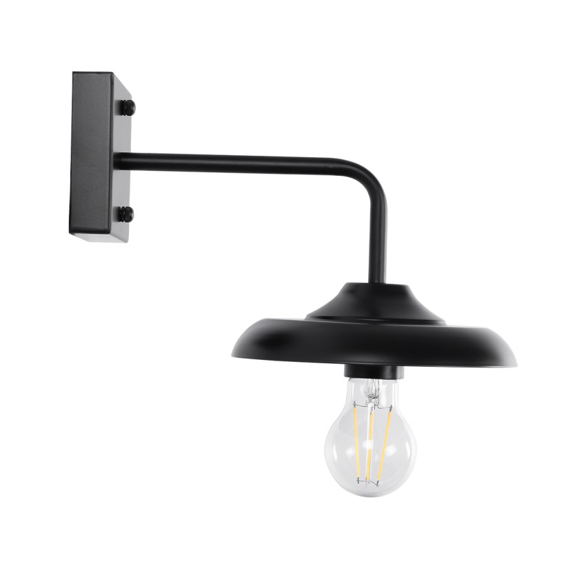 PHIA  Vintage Επιτοίχιο Φωτιστικό Απλίκα Μονόφωτο 1 x E27 IP20 Μαύρο Μέταλλο - Μ18.5 x Π29 x Υ18cm