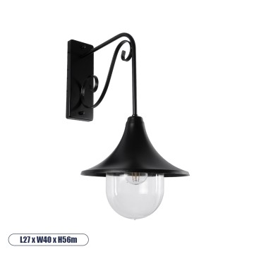 ANNIEL  Vintage Επιτοίχιο Φωτιστικό Απλίκα Μονόφωτο 1 x E27 IP20 Μαύρο Μέταλλο - Μ27 x Π40 x Υ56cm