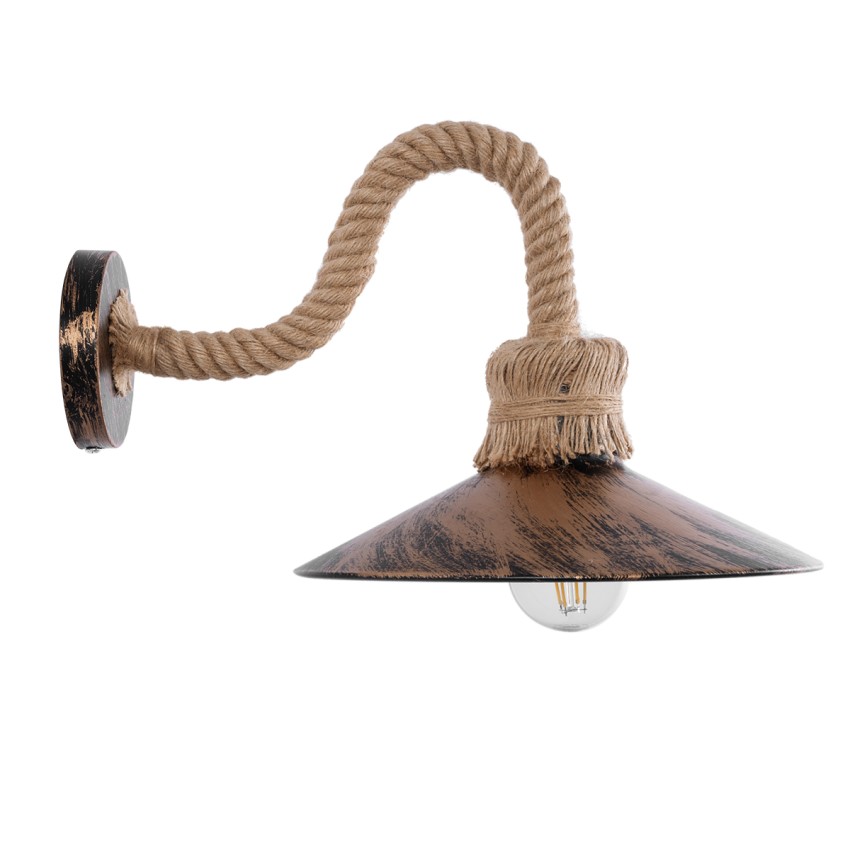 GLOBOSTAR® ROBLY  Vintage Φωτιστικό Τοίχου - Απλίκα με Ντουί 1 x E27 AC 220-240V IP20 - Χάλκινο & Μπεζ - Μ26 x Π36 x Υ22cm